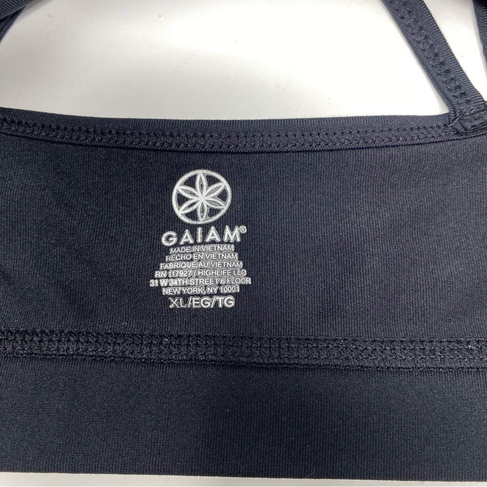 2 Gaiam Shine Wire-Free Medium Impact Yoga Sports Bra Women’s Size XL Black Grey - Picture 5 of 8